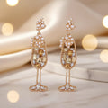 Champagne Glass Rhinestone Dangle Earrings