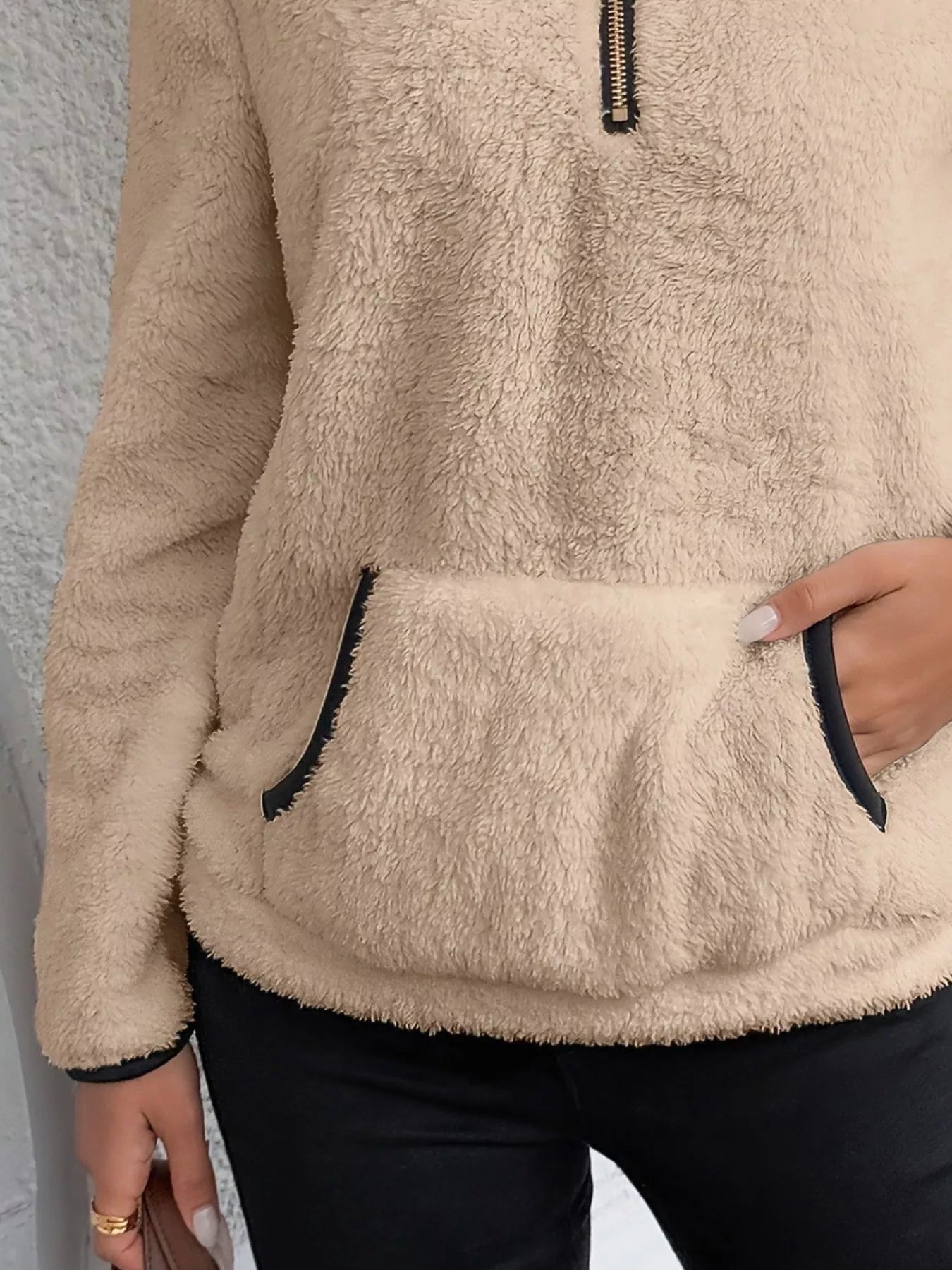 Cozy Fleece Quarter Zip Long Sleeve Sweatshirt Regular and Plus Size