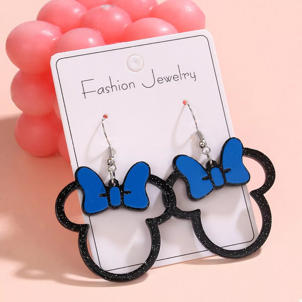 Mickey Mouse Bow Drop Earrings (Multiple Colors)