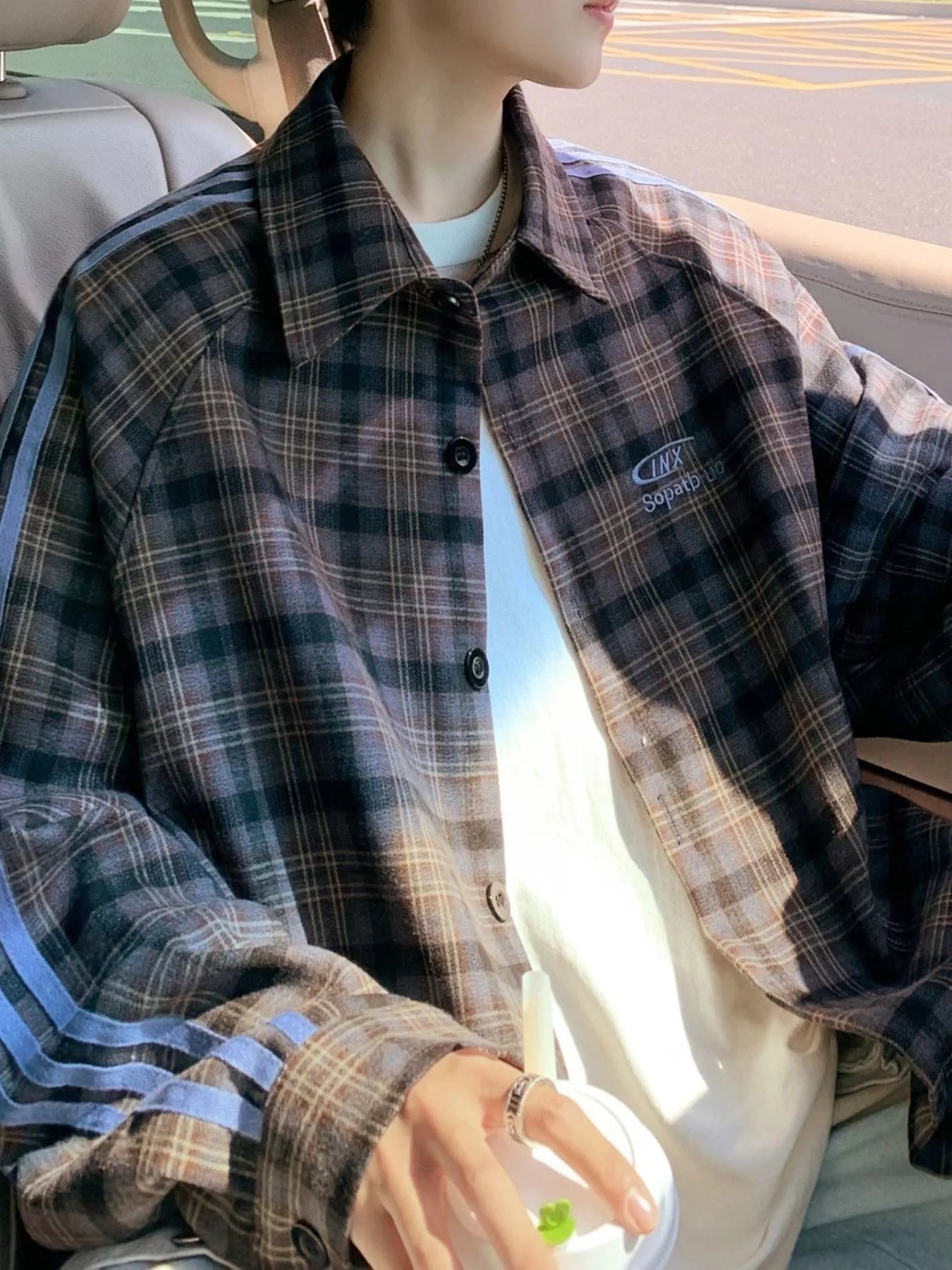 Men's Regular and Plus Size Plaid Casual Long Sleeve Shirt