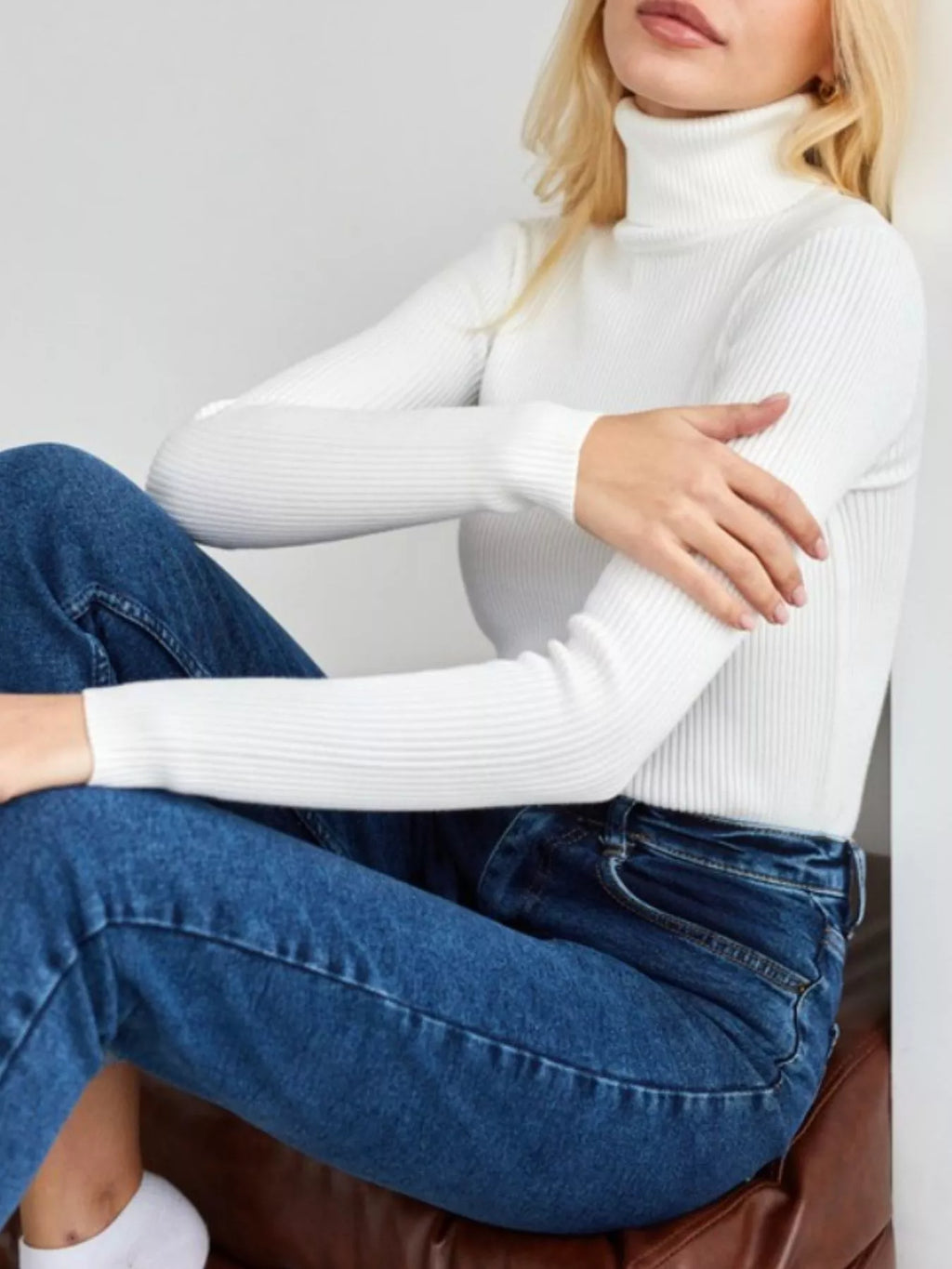 Ribbed Knit Turtleneck Sweater Regular and Plus Size