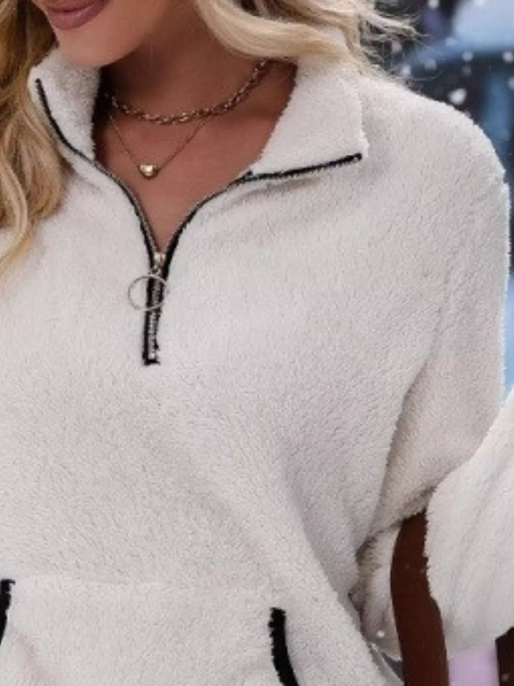 Cozy Fleece Quarter Zip Long Sleeve Sweatshirt Regular and Plus Size