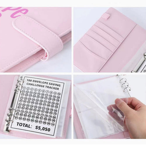 100 Envelope Budget Binder – A5 PU Leather Savings Tracker Book