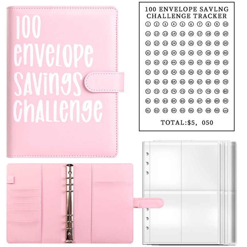 100 Envelope Budget Binder – A5 PU Leather Savings Tracker Book