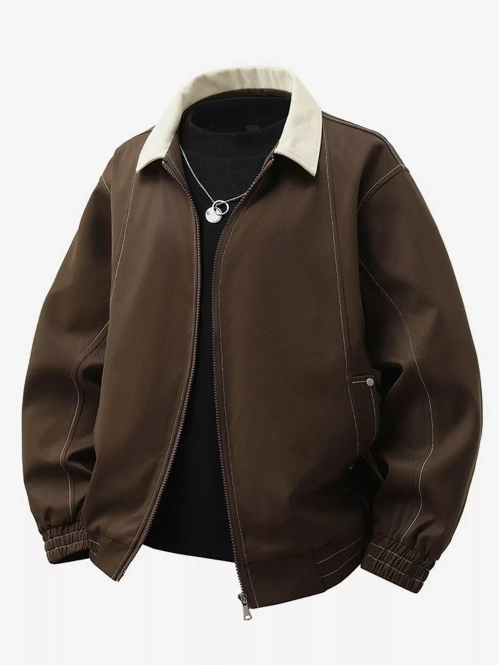 Men's Collared Neck Zip-Up Jacket