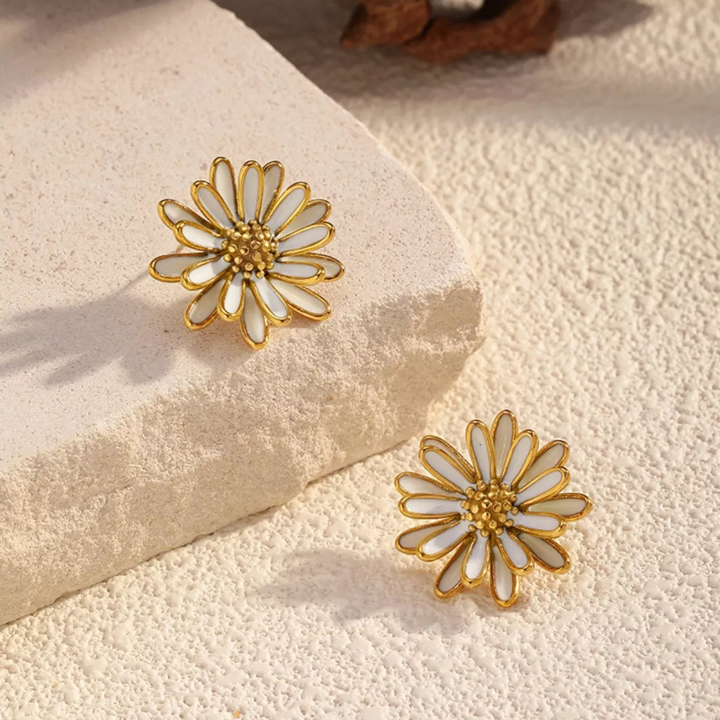 18K Gold-Plated Boho Flower Stud Earrings