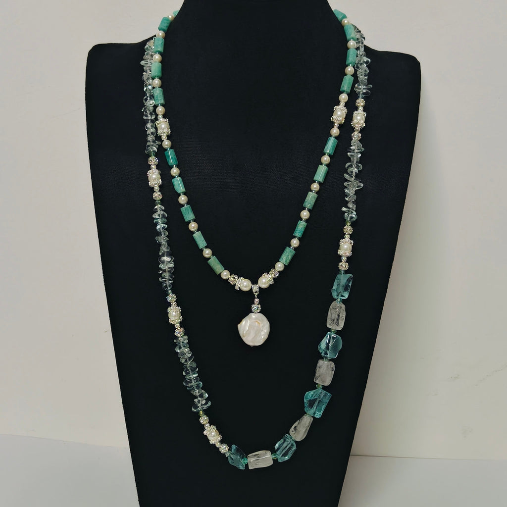 Handmade Premium Crystal Necklace |  Artisan Woven Jewelry with Alloy Accents  | Elegant Sparkling Statement Necklace for Women (MAC344)