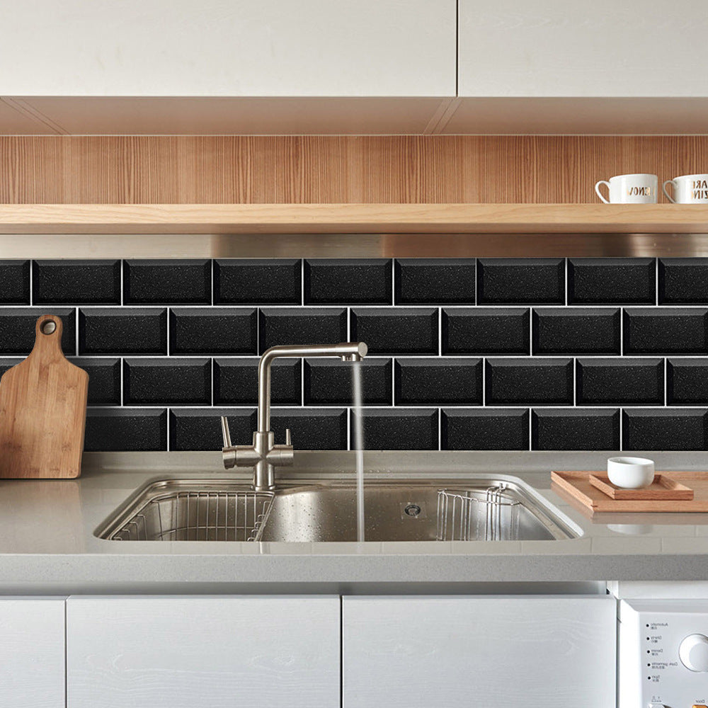 Funlife New Product American Black Terrazzo Tile Sticker Long Brick Wall Sticker Waterproof And High Temperature Resistant UB005