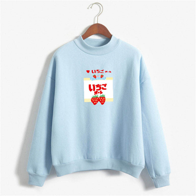 Strawberry Milk Kawaii Print Long Sleeve Sweatshirt