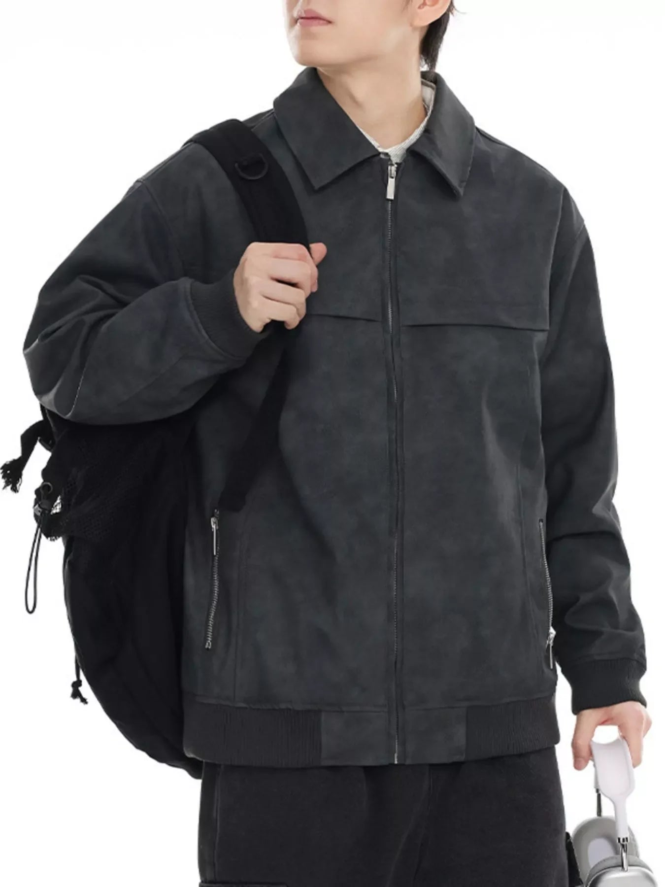 Men's Regular and Plus Size Zip Up Drop Shoulder Jacket