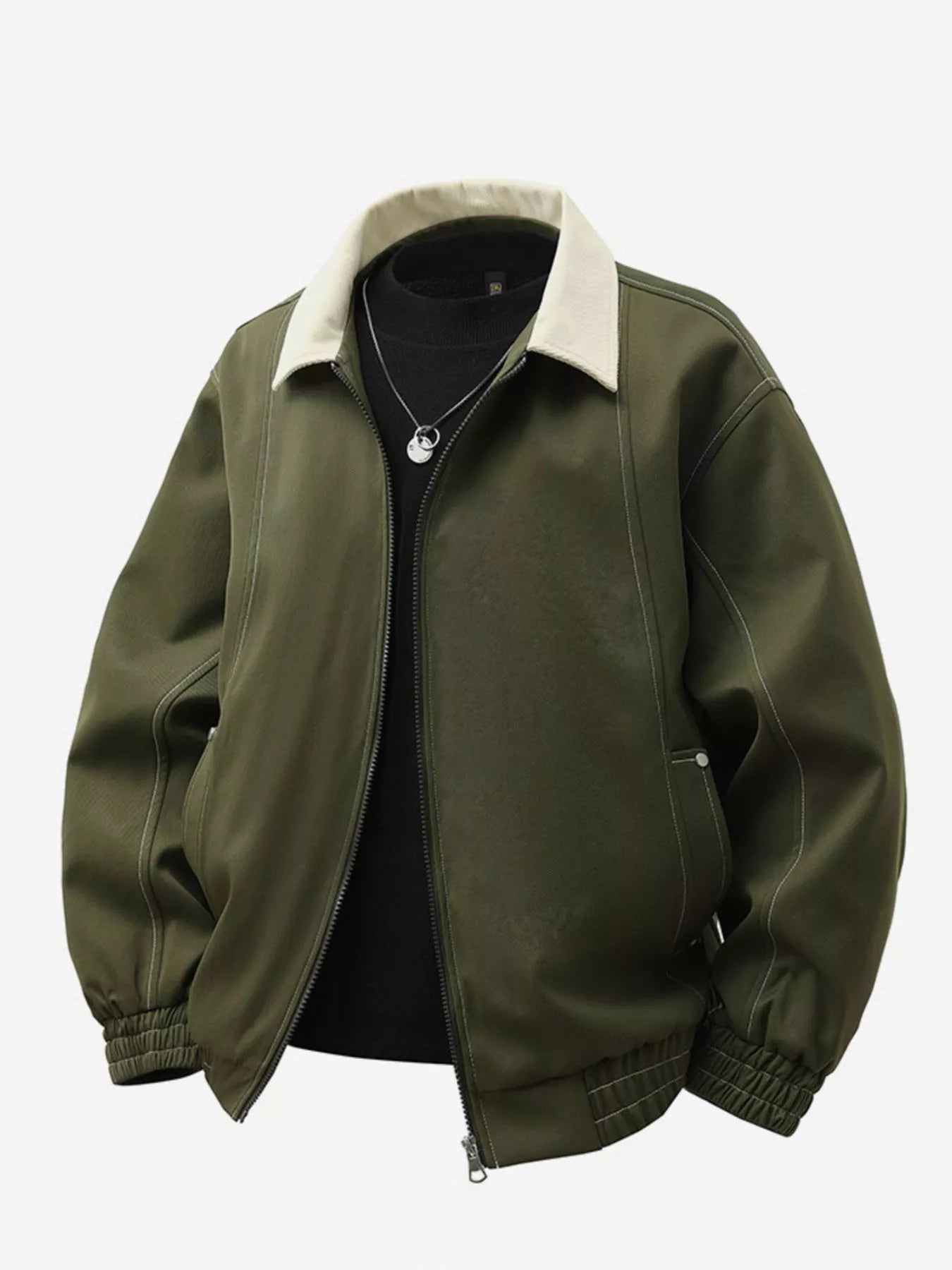 Men's Collared Neck Zip-Up Jacket