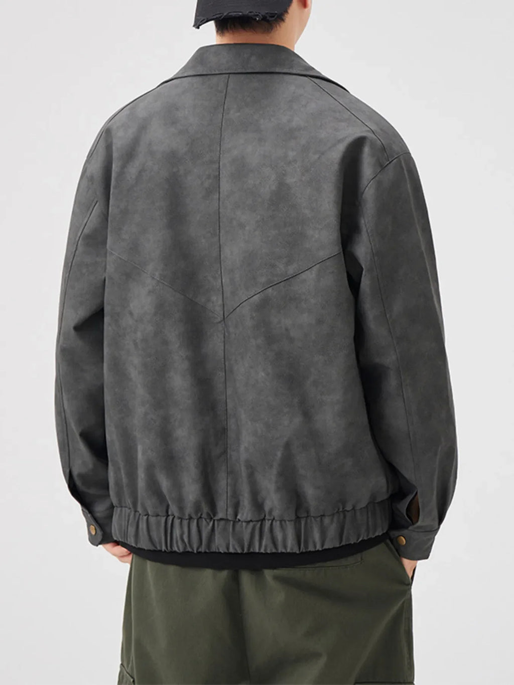Men's Regular and Plus Size Vintage Style Zip Up Leather Jacket