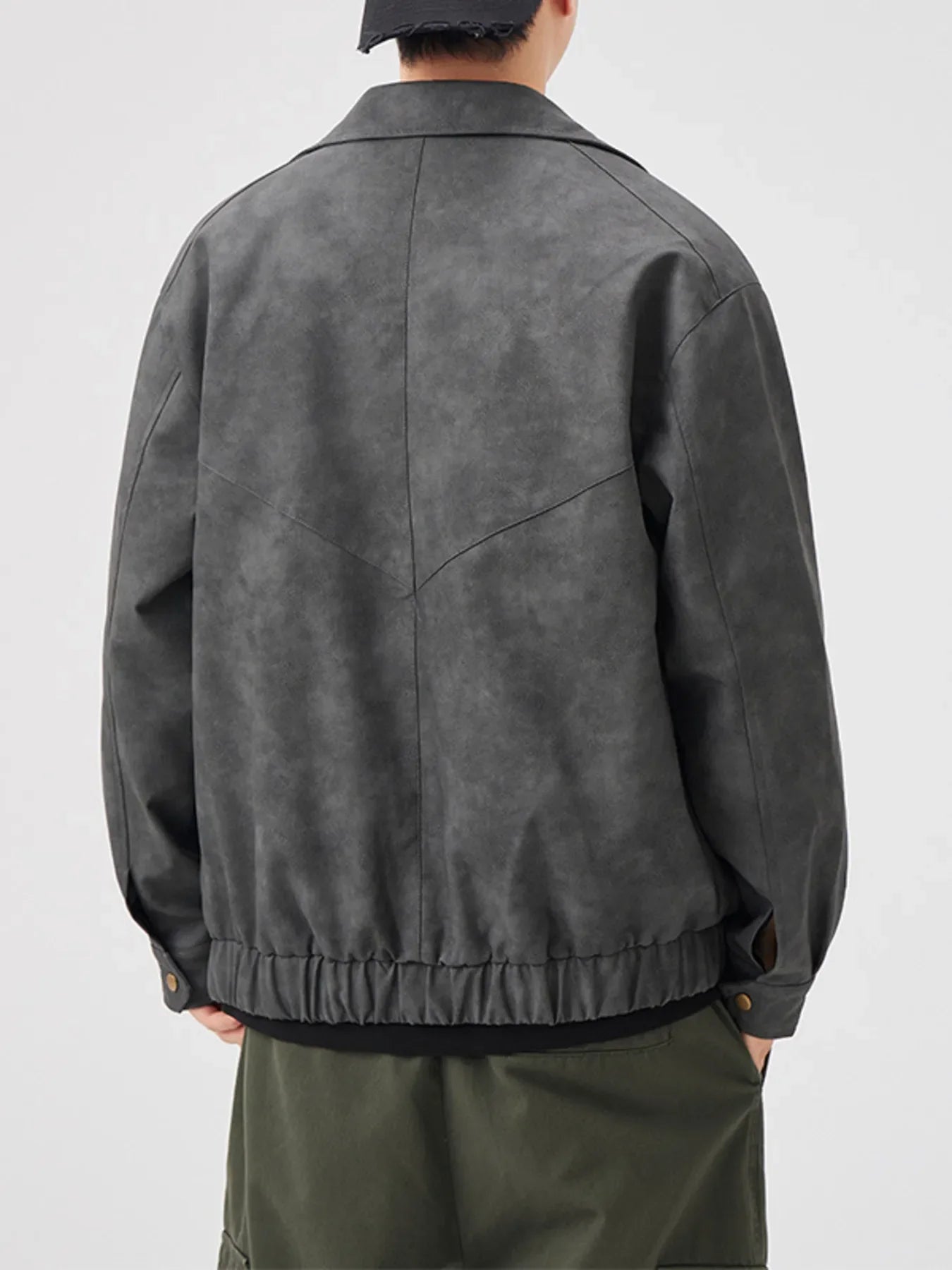 Men's Regular and Plus Size Vintage Style Zip Up Leather Jacket