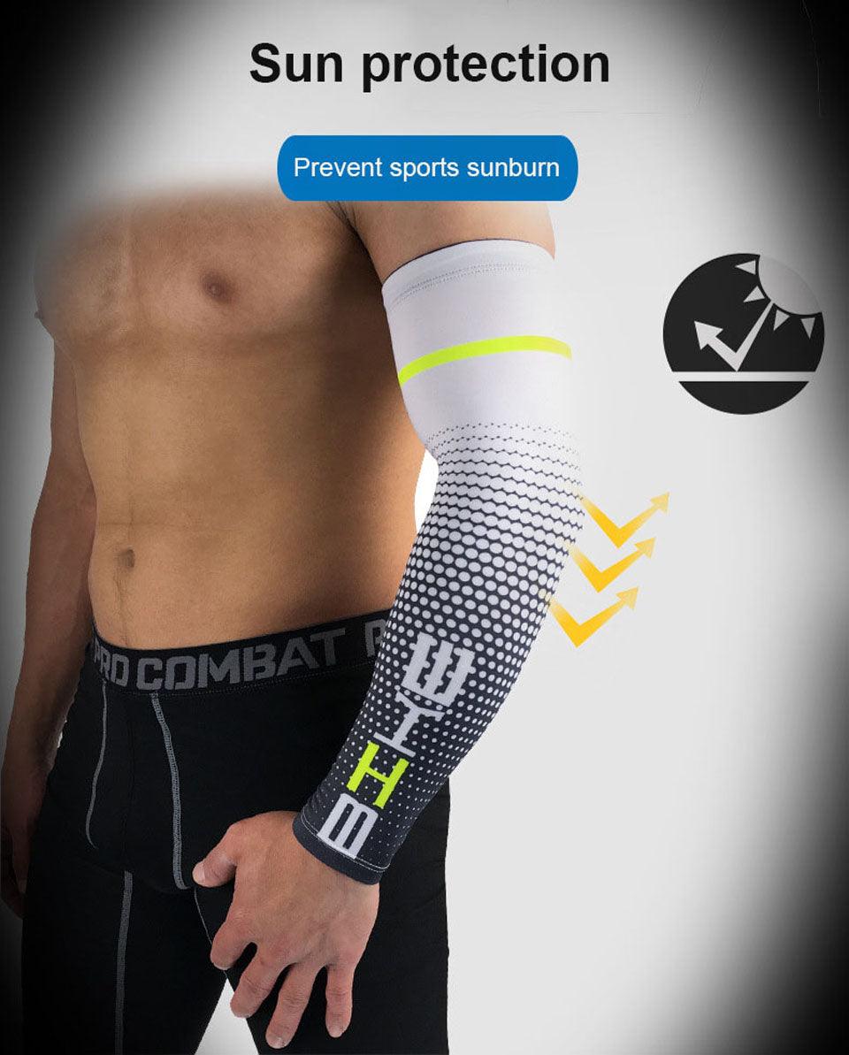 1Pair Cool Men Cycling Running UV Sun Protection Arm Cover Protective Arm Sleeve Bike Sport Arm Warmers Arm Sleeves Hand Sleeves For Biking Cycling Golf Outdoor Sports Outdoor Arm Sleeves Arm Cover For Men