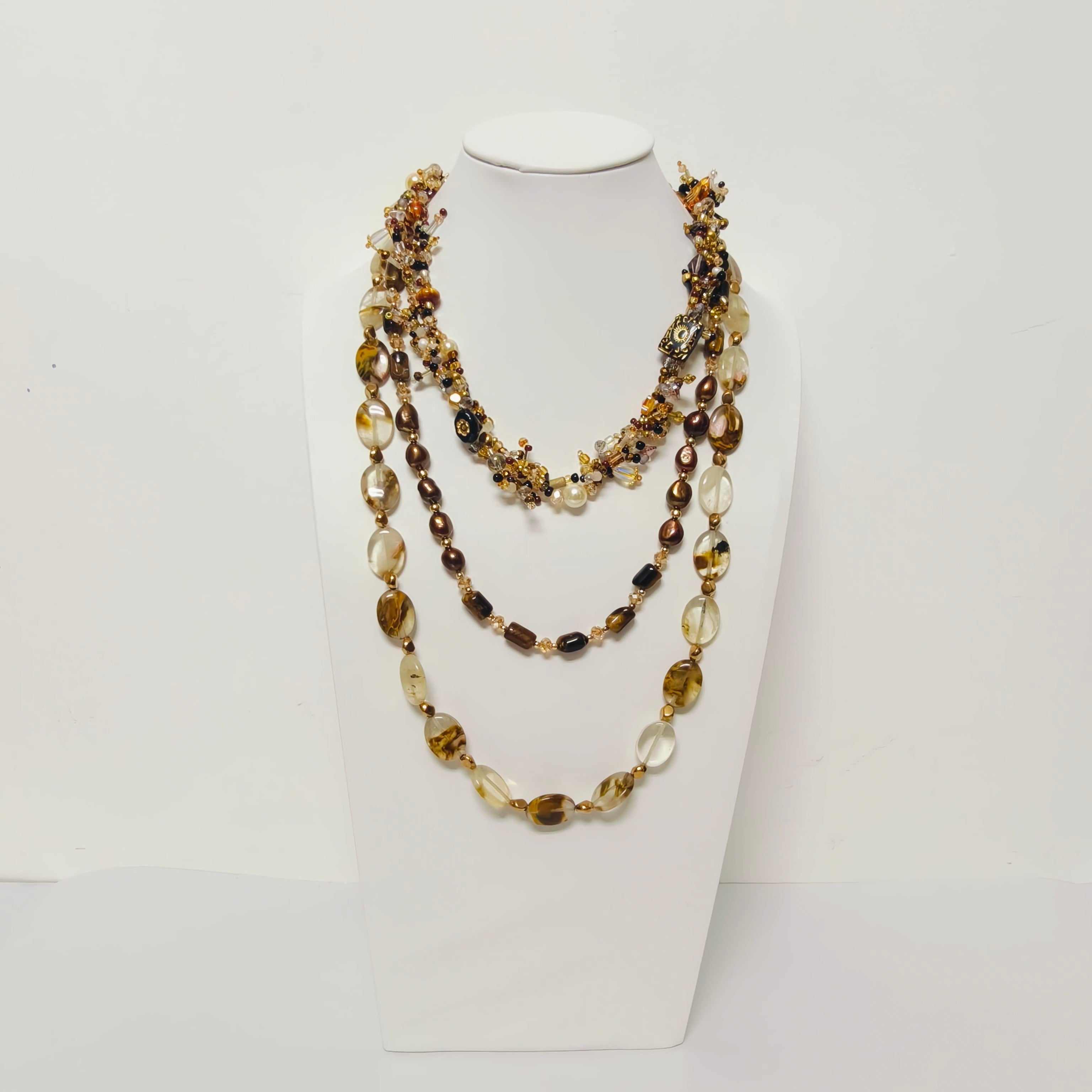 Handmade Premium Crystal Necklace |  Artisan Woven Jewelry with Alloy Accents  | Elegant Sparkling Statement Necklace for Women (MAC344)