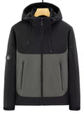 Men's Regular and Plus Size Hooded Color Block Windproof Jacket
