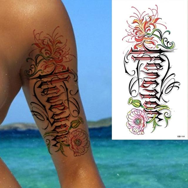 25 Sheets Flower Rose Luxury Tattoos Waterproof Temporary Sticker 3D Rose Flower Tattoos Body Art Arm Fake Tatoo For Womens