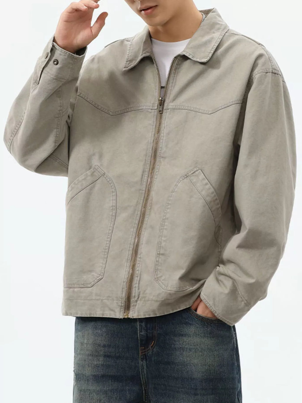 Men's Regular and Plus Size Zip-Up Trucker Jacket