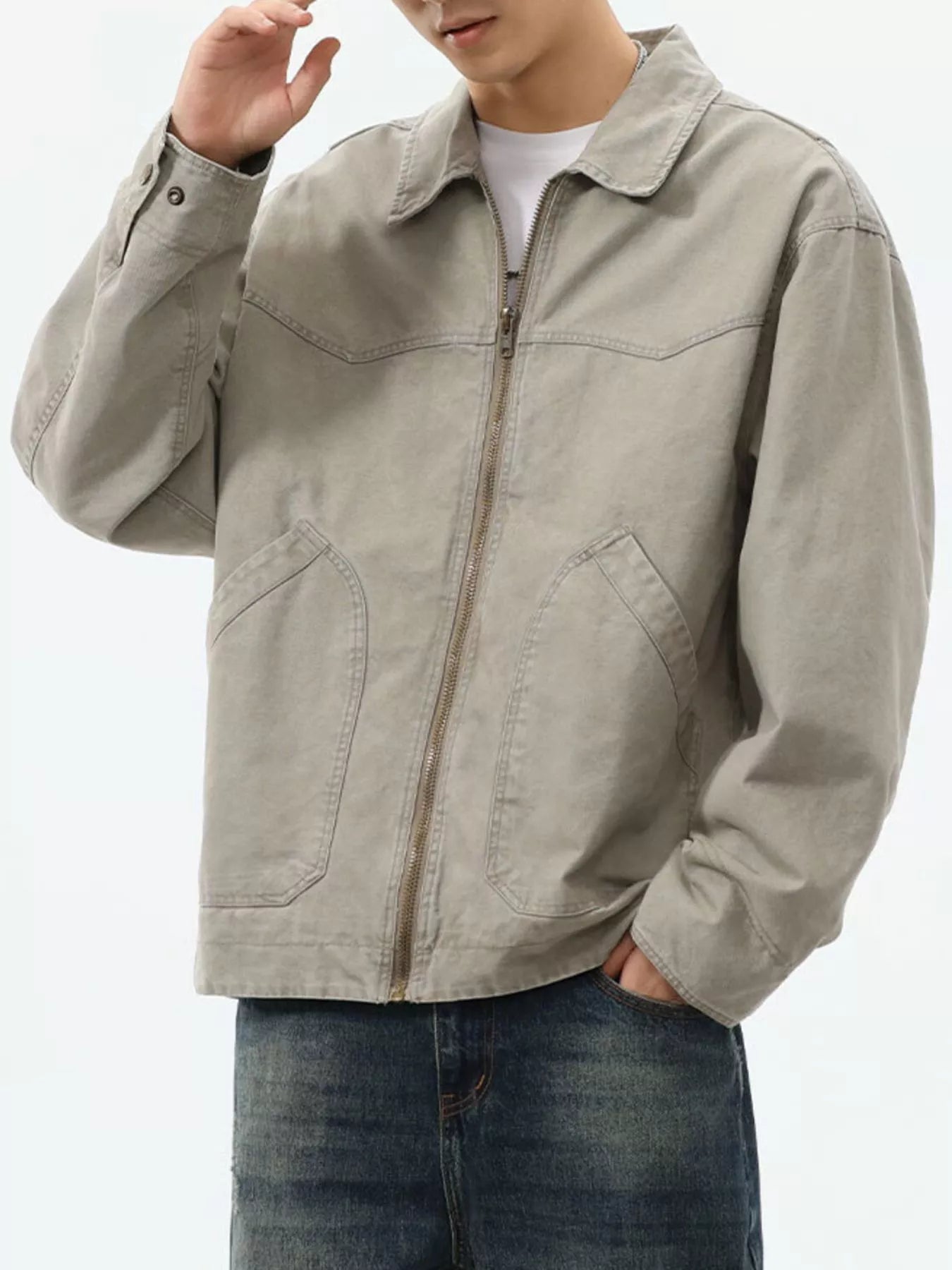 Men's Regular and Plus Size Zip-Up Trucker Jacket