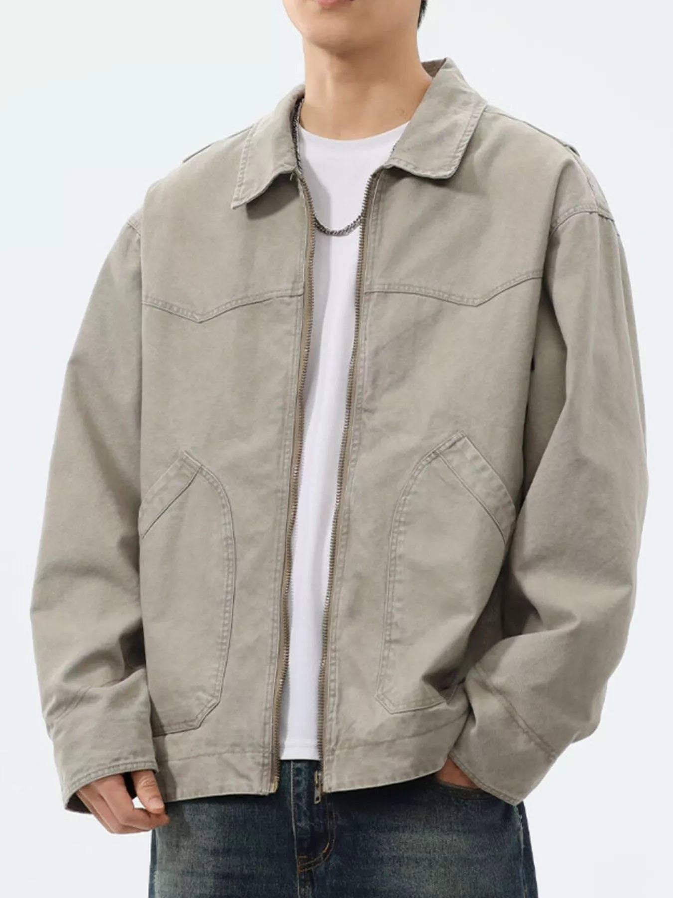 Men's Regular and Plus Size Zip-Up Trucker Jacket