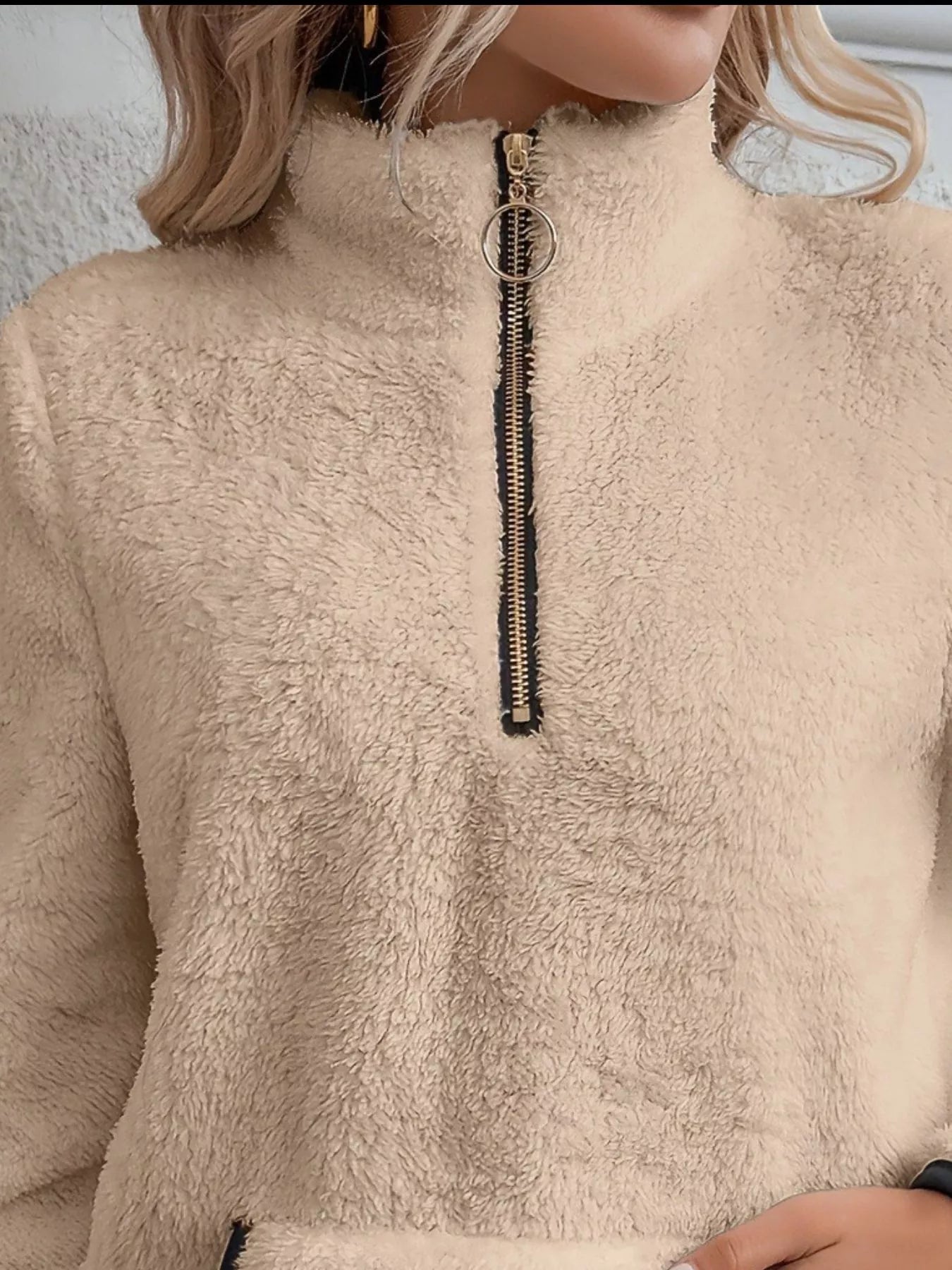 Cozy Fleece Quarter Zip Long Sleeve Sweatshirt Regular and Plus Size