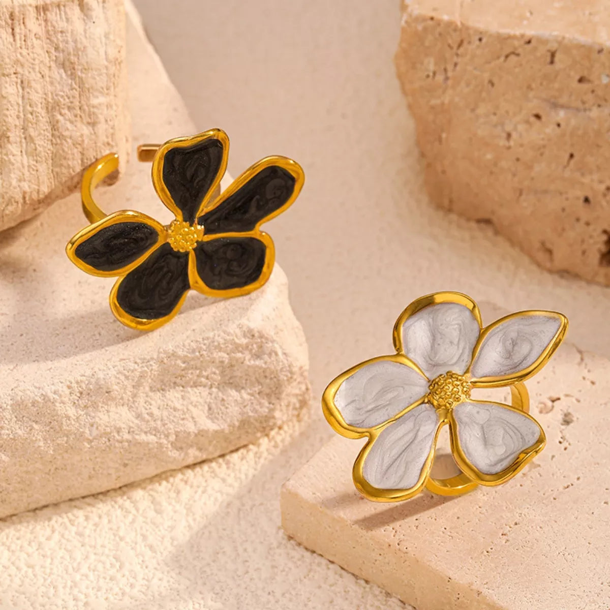 Gold-Plated Flower Open Ring