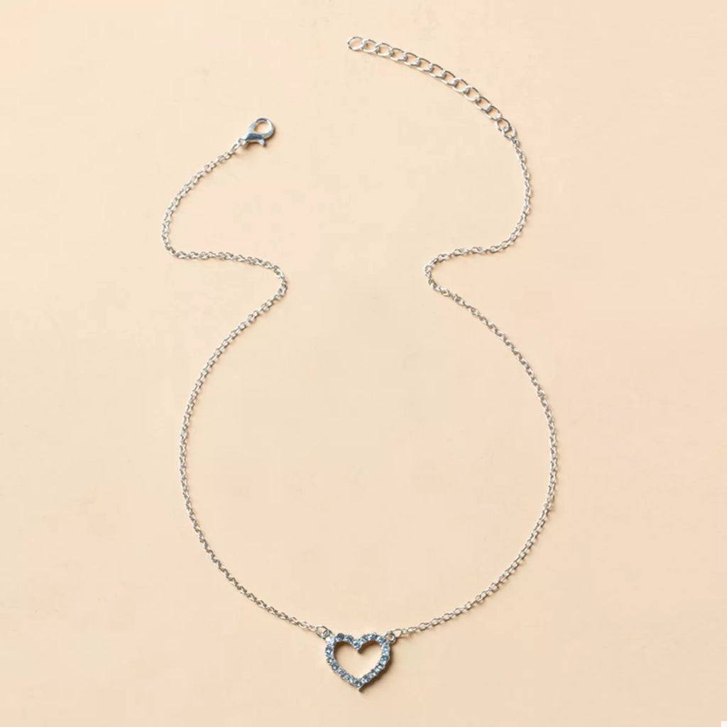 18K Gold-Plated Rhinestone Heart Necklace
