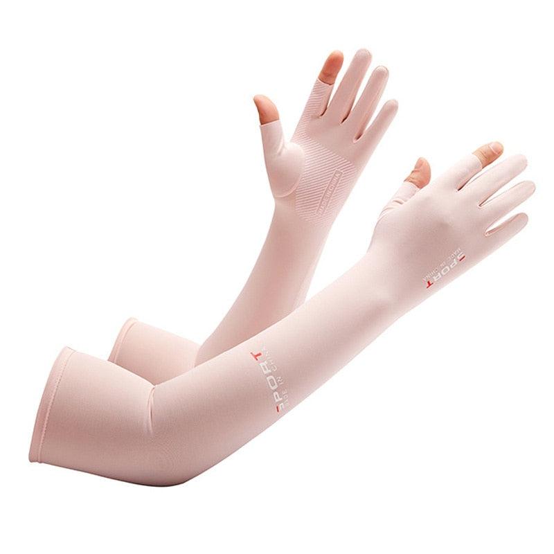 2pcs Sport 5-finger Arm Sleeves One Size Compression Long Arm Cover Cycling Running Fishing Climbing Arm Cover Outdoor Sport Sun UV Protection Ice Cool Sleeves Comfortable Men Long Arm Covers