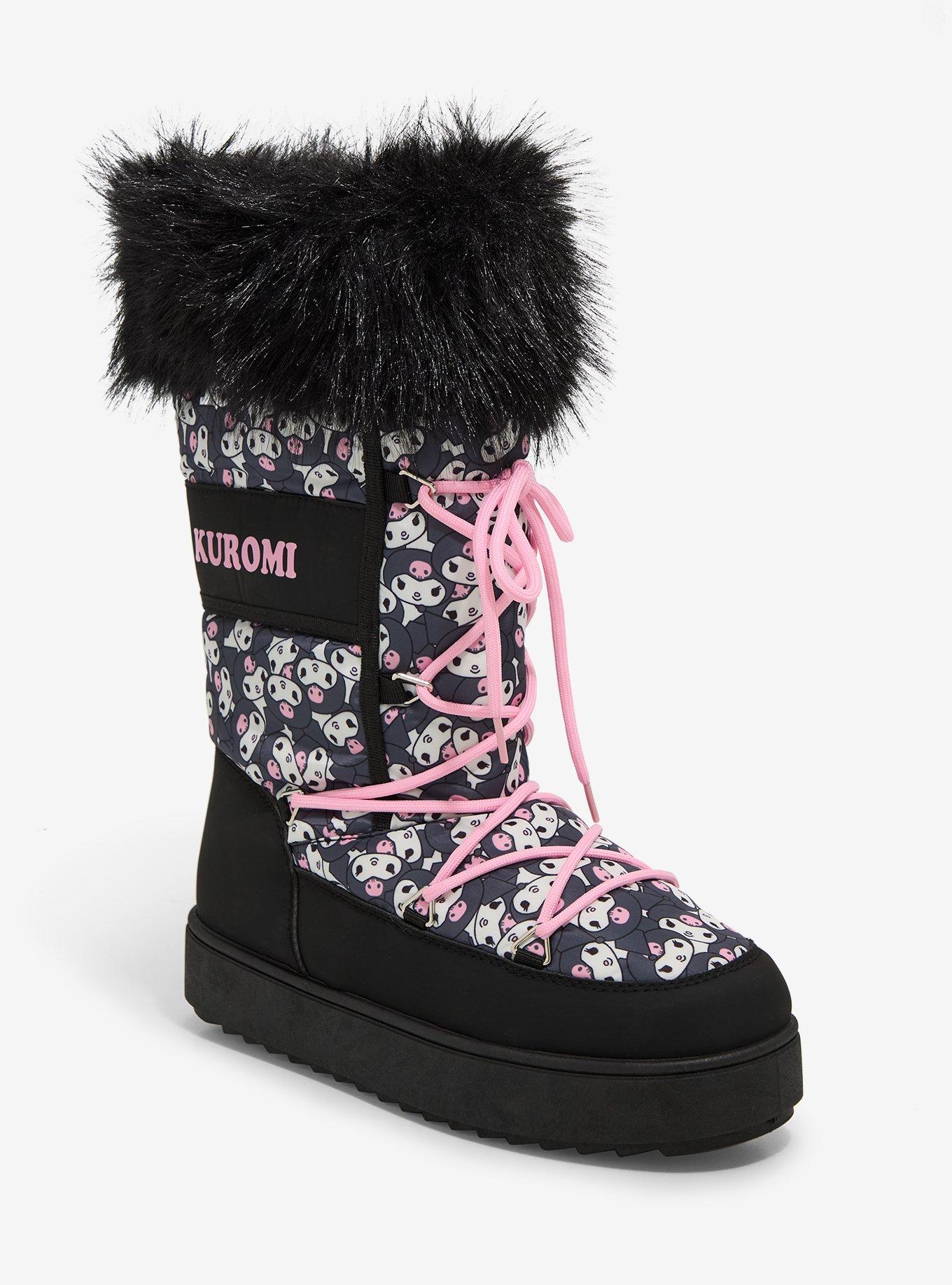 Vintage Kuromi Face Fuzzy Puffer Boots Comfort Fit Best Seller TShirt