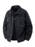 Men's Regular and Plus Size Snap Down Casual Denim Jacket