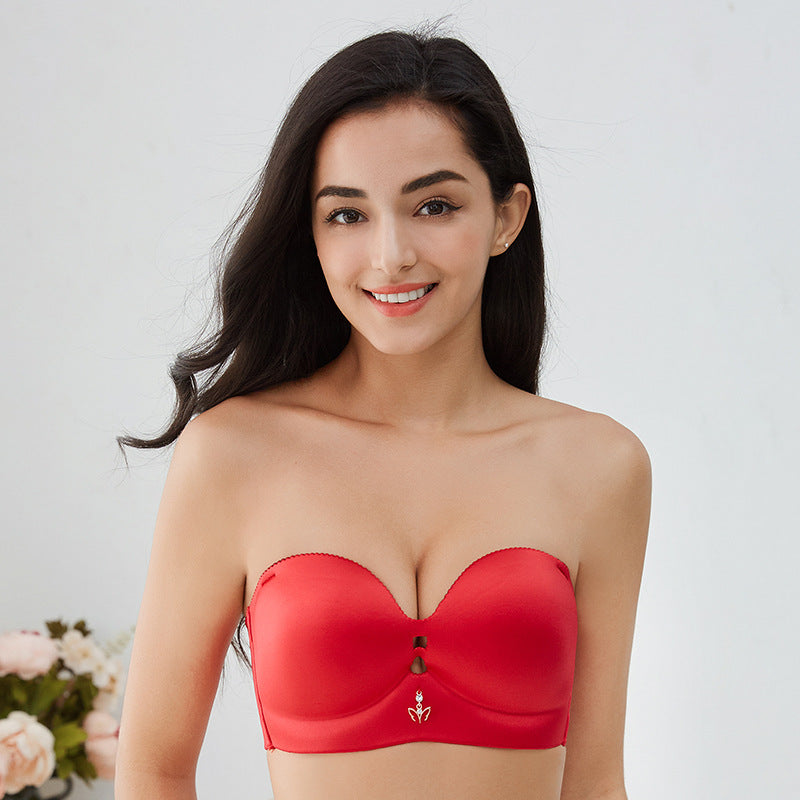 Strapless Plus Size Bra Non-slip No Steel Ring Invisible Tube Top Plus Size Underwear