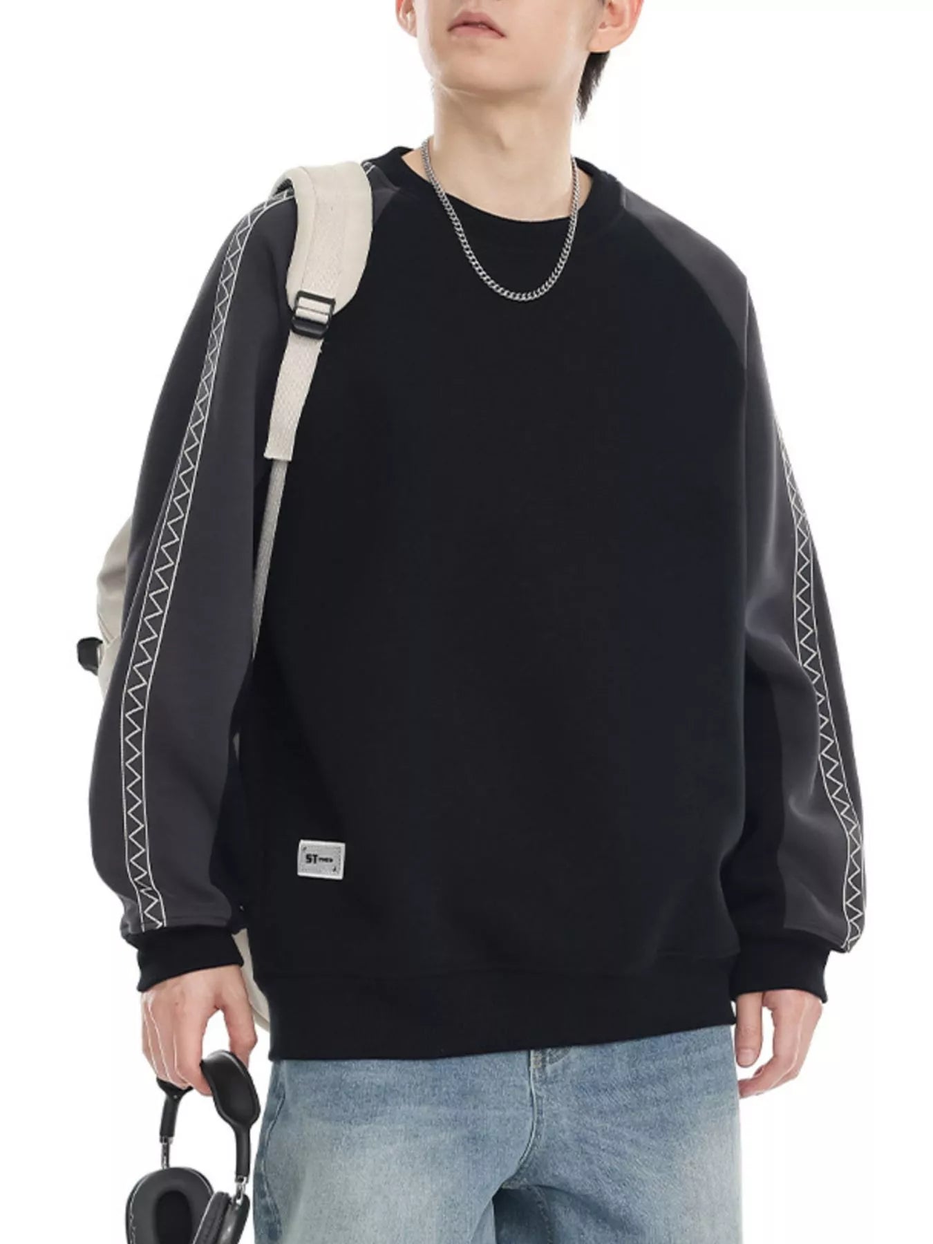 Men's Contrast Raglan Sleeve Casual Sweatshirt