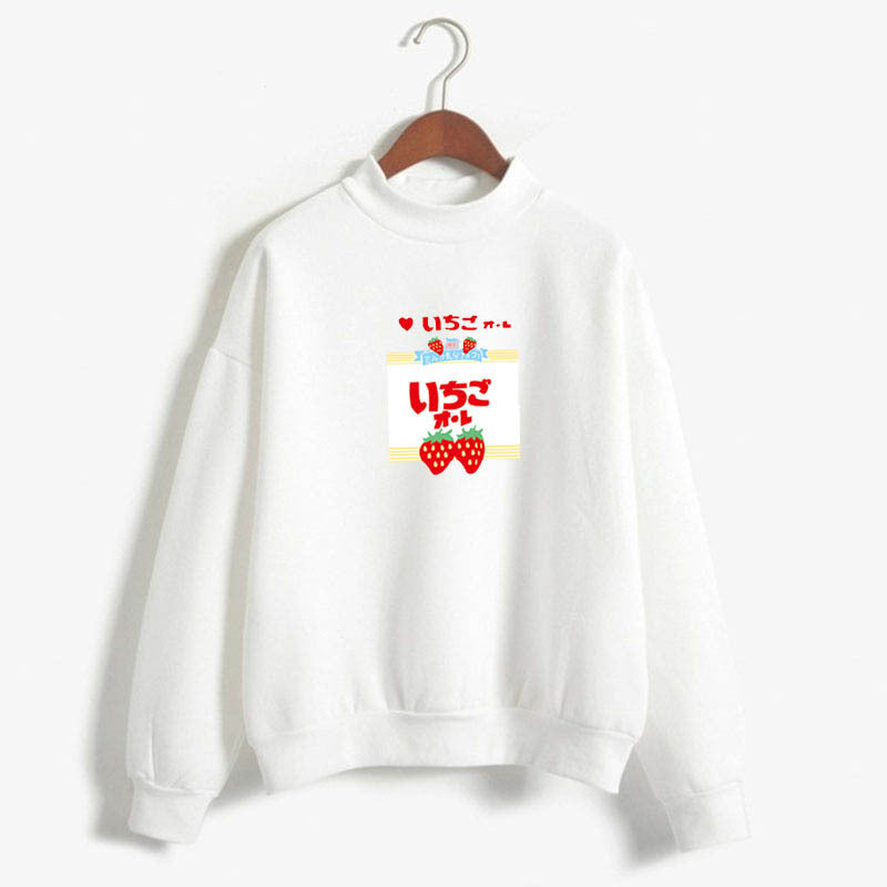 Strawberry Milk Kawaii Print Long Sleeve Sweatshirt