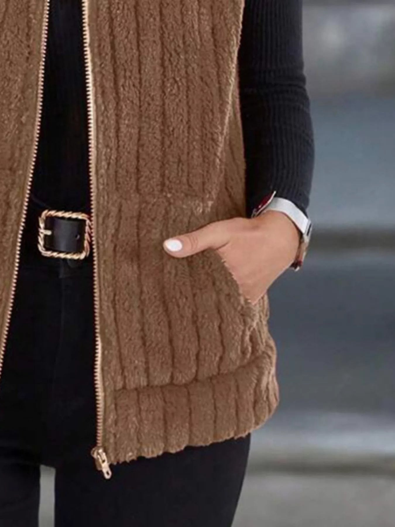 Fleece Zip-Up Vest Coat Regular and Plus Size