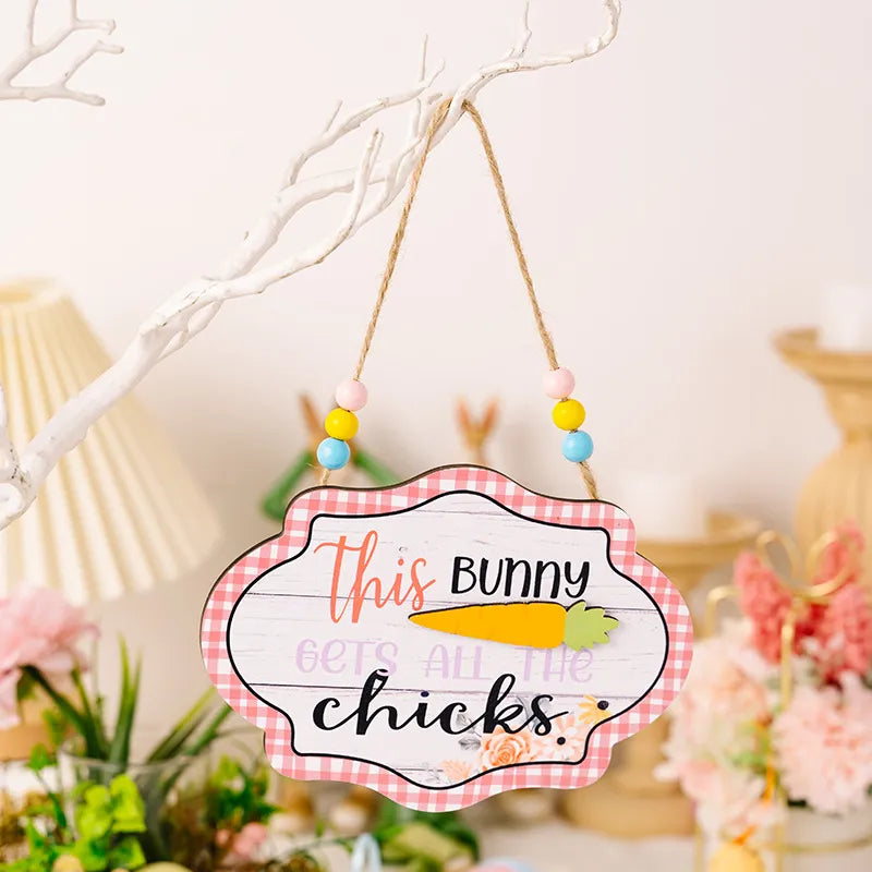 Easter Wooden Bead Hanging Sign