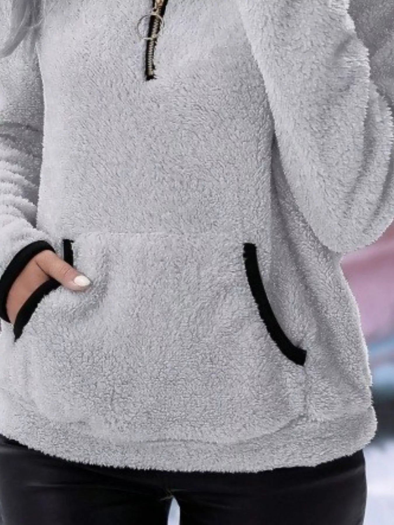 Cozy Fleece Quarter Zip Long Sleeve Sweatshirt Regular and Plus Size