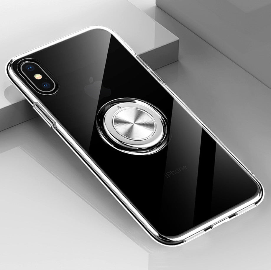 Compatible with Apple, Transparent Magnetic Ring Stand Phone Case For iPhone XR XS Max X XS Adsorption Holder case For iPhone 6 6S Plus 7 8 Plus cover