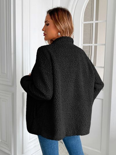 Winter Warm Zip Up Long Sleeve Jacket Fuzzy Cozy & Stylish Jacket Cold-Weather Essential Outdoor Jacket