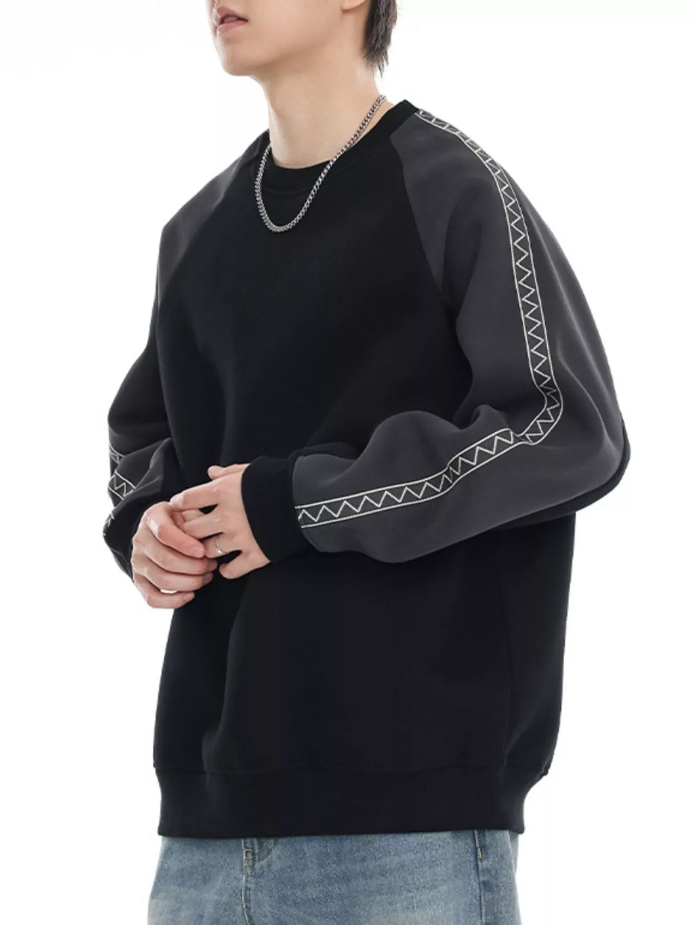 Men's Contrast Raglan Sleeve Casual Sweatshirt