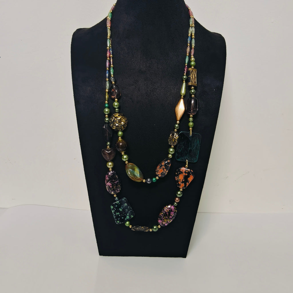 Handmade Premium Crystal Necklace |  Artisan Woven Jewelry with Alloy Accents  | Elegant Sparkling Statement Necklace for Women (MAC344)