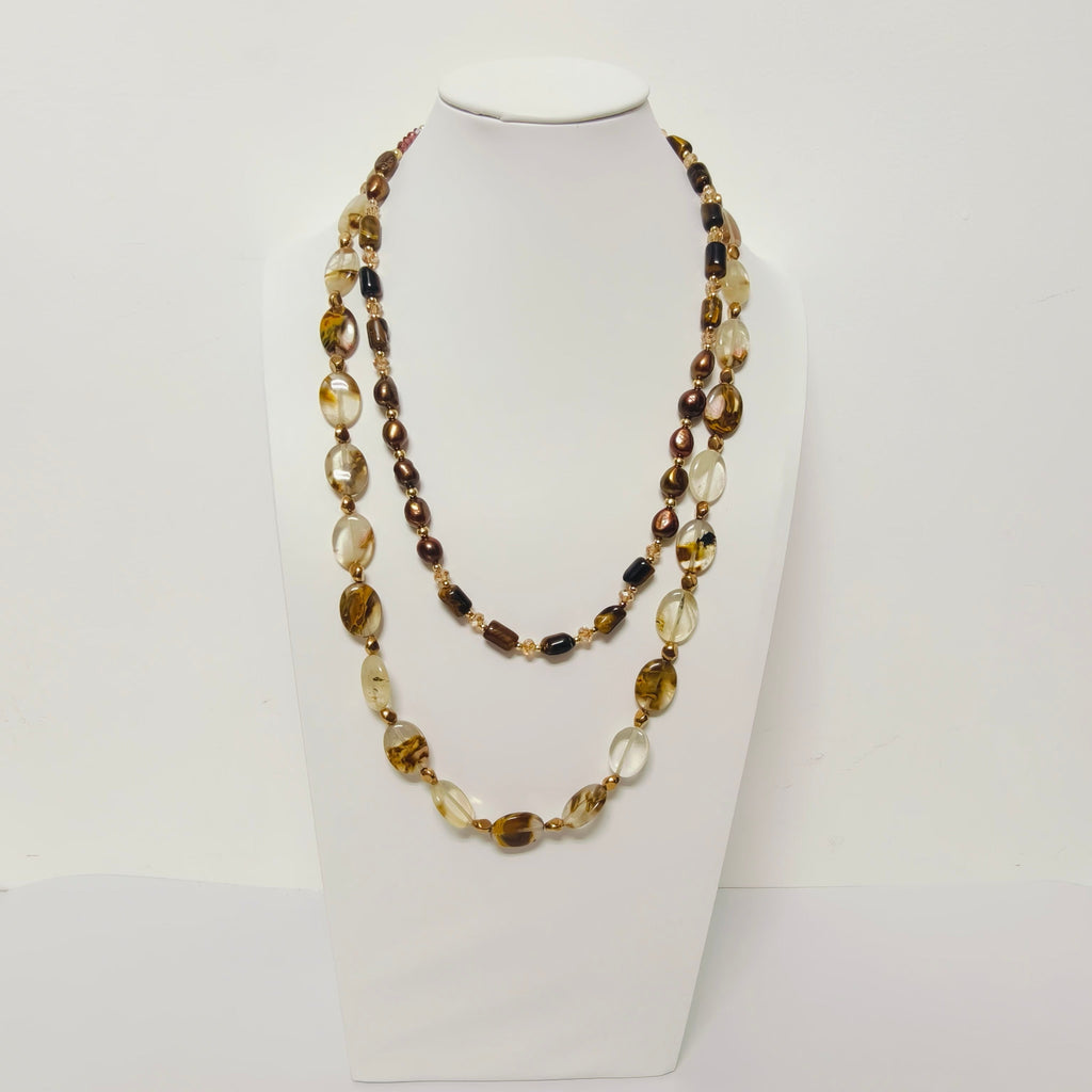 Handmade Premium Crystal Necklace |  Artisan Woven Jewelry with Alloy Accents  | Elegant Sparkling Statement Necklace for Women (MAC344)