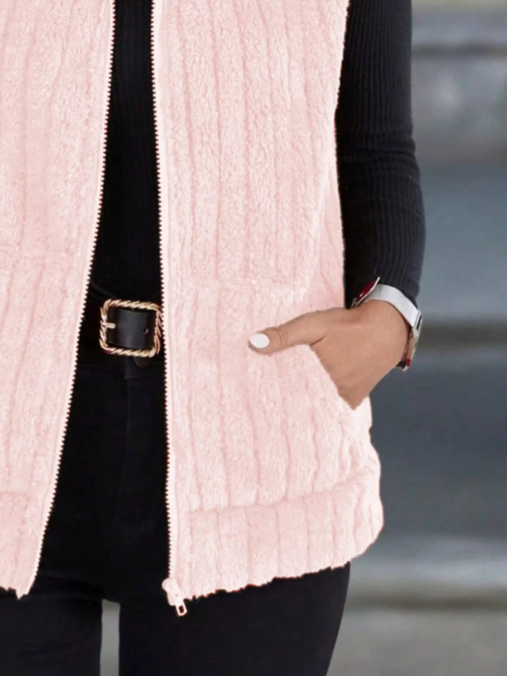 Fleece Zip-Up Vest Coat Regular and Plus Size