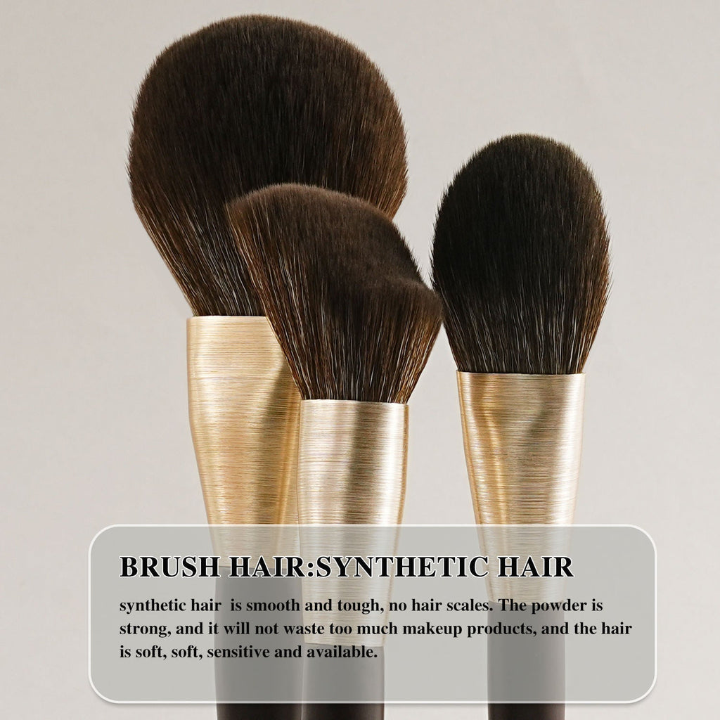 Baili 10pcs Rose Gold Tube Synthetic Hair Vegan Luxury Makeup Brush Set Contour Blush Brush Set