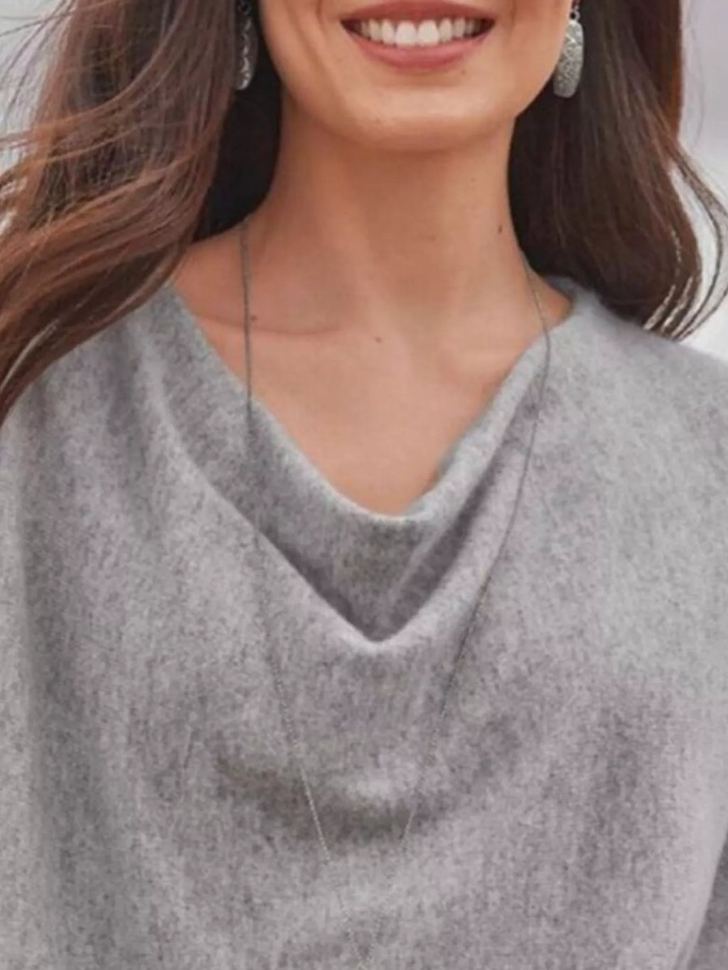 Cowl Neck Long Sleeve Top Regular and Plus Size