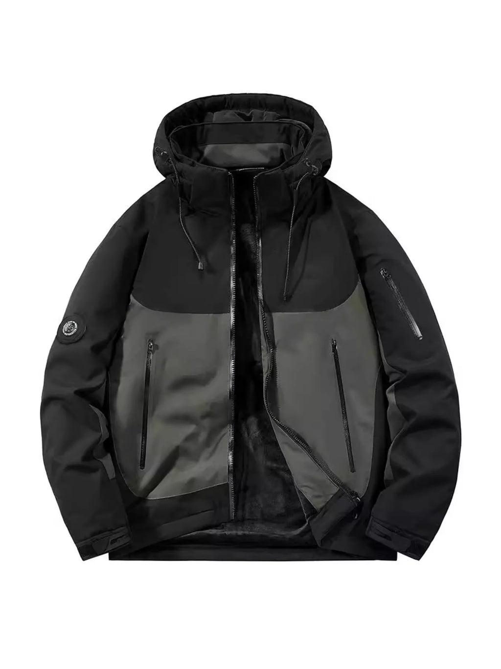Men's Regular and Plus Size Hooded Color Block Windproof Jacket