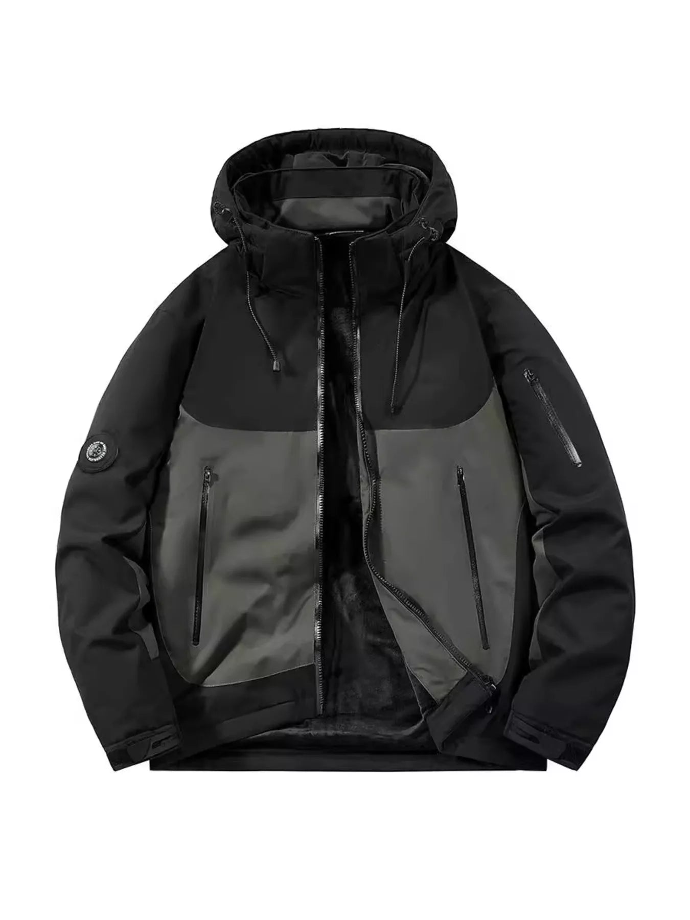 Men's Regular and Plus Size Hooded Color Block Windproof Jacket
