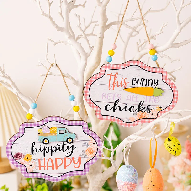 Easter Wooden Bead Hanging Sign