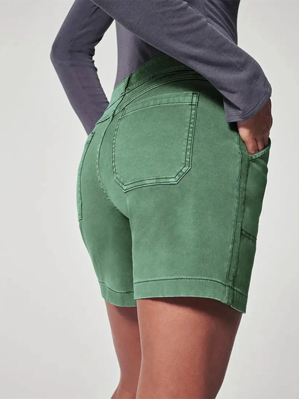 Vintage Washed Denim Shorts with Pockets