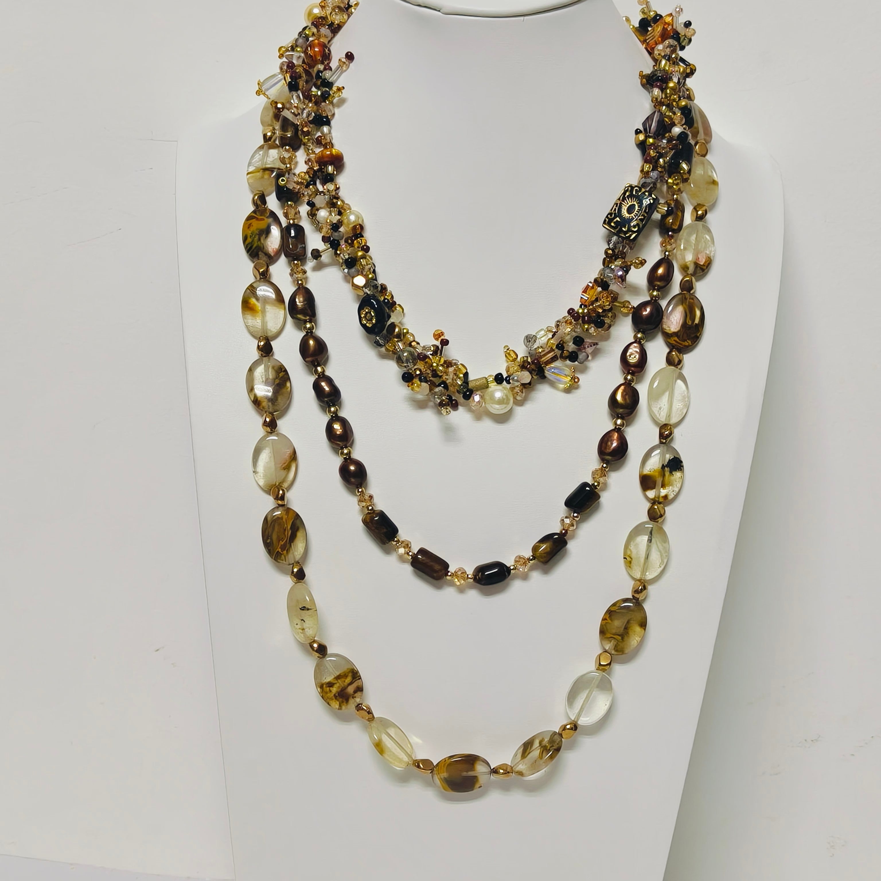 Handmade Premium Crystal Necklace |  Artisan Woven Jewelry with Alloy Accents  | Elegant Sparkling Statement Necklace for Women (MAC344)