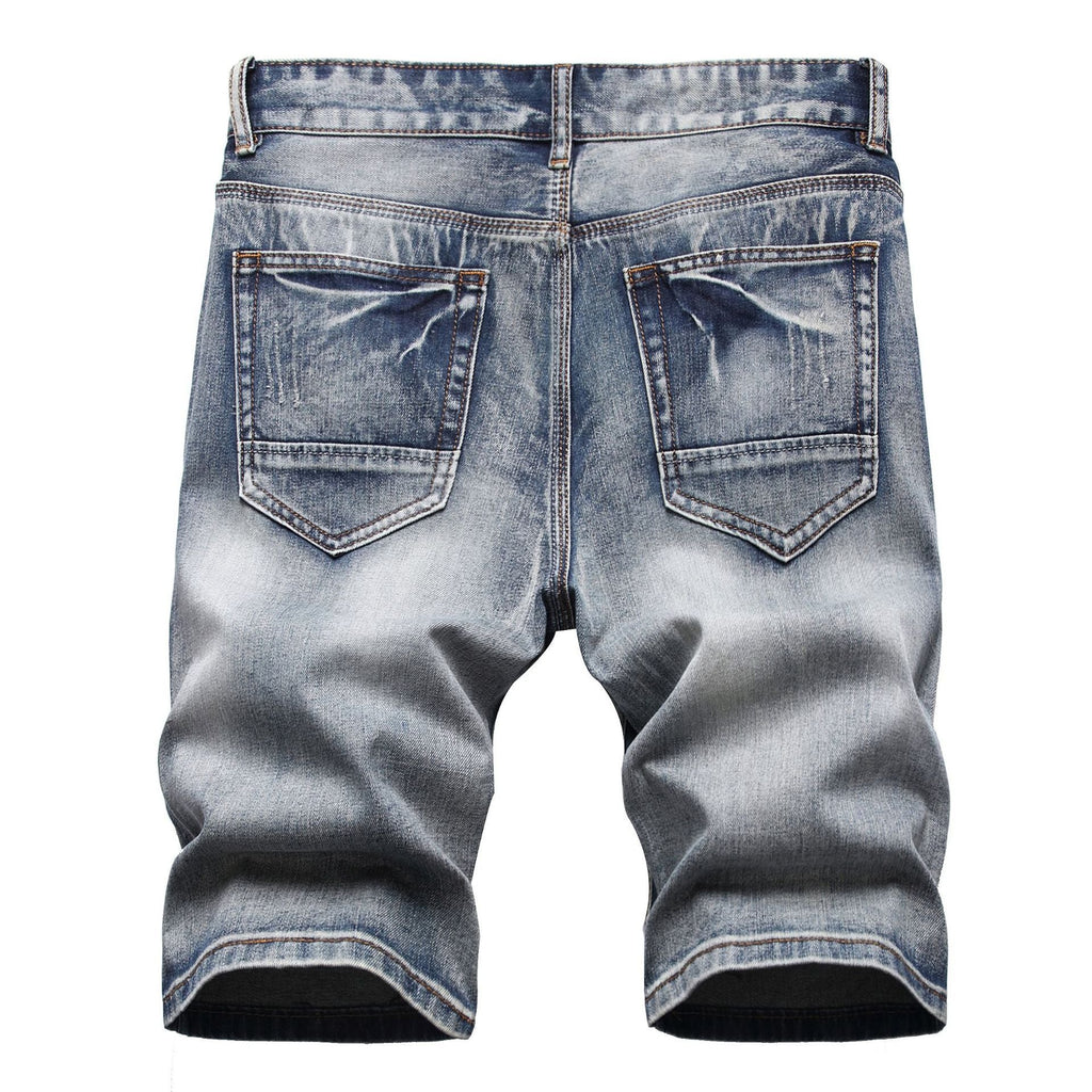 Trendy Men's Summer Five-point Shorts With Holes In Nostalgic Fashion Slim Fit
